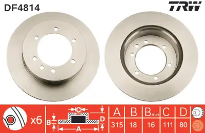Nuevo Modelo Juego de discos de freno TRW DF4814 TRW DF4814